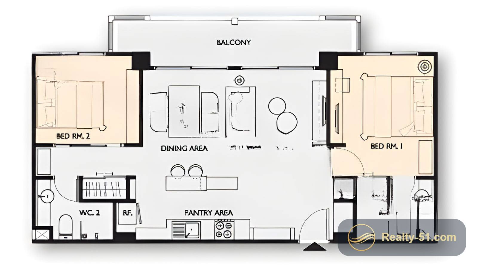 Grande Caribbean Condo Resort Pattaya — แปลนห้อง 3