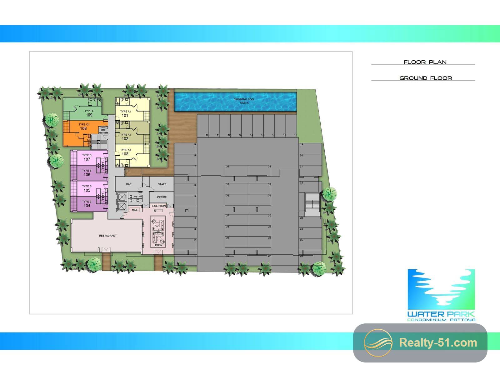 Water Park Condominium Pattaya — Grundriss 1