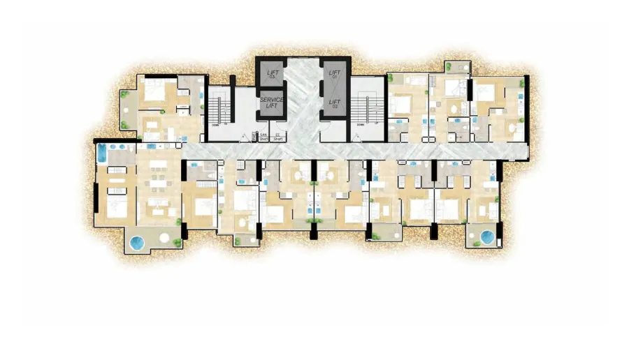 1 спальня 31 м², вид на море, Freehold — The Riviera Monaco — Планировка 2