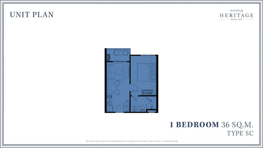 1 Bedroom 36 m² in The Title Heritage — Floor plan 1