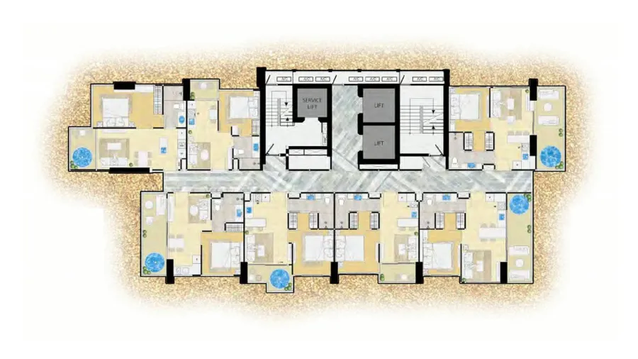 1 Schlafzimmer 46 m² mit Meerblick im The Riviera Ocean Drive — Grundriss 2