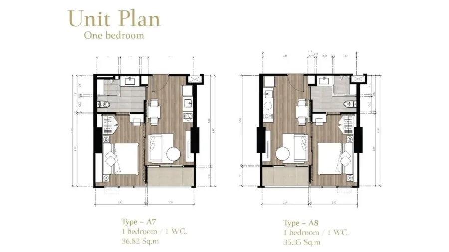 Sea View 1-Bedroom 37 m² in The Panora Pattaya — Floor plan 1