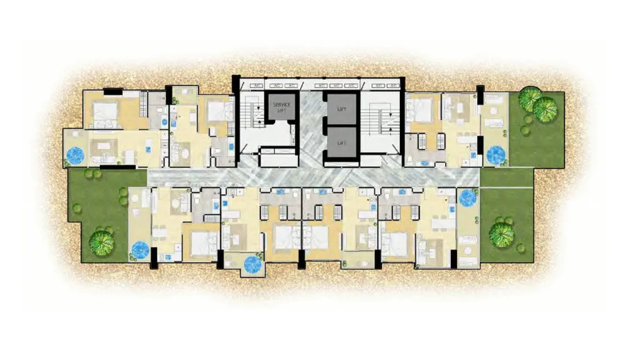 Sea View 2-Bedroom 81 m² in The Riviera Ocean Drive — Floor plan 2