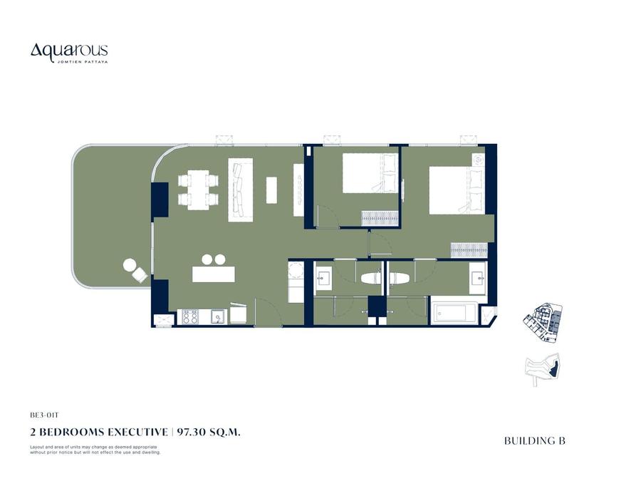 Executive 79.75 ตร.ม. 2 ห้องนอน — Aquarous — แปลนห้อง 5
