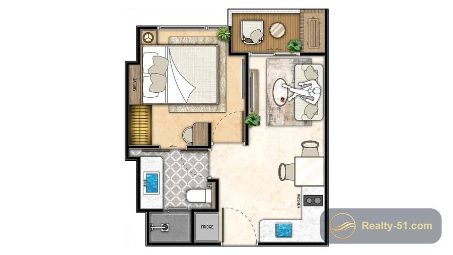 1 Schlafzimmer 30 m², Poolblick — Riviera Santa Monica — 12