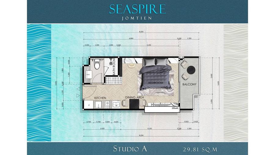 Studio-Apartment 30 m² in Seaspire Jomtien — Grundriss 1