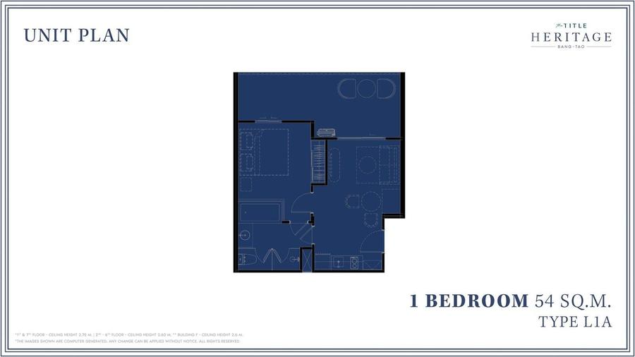 1 Schlafzimmer 54 m² in The Title Heritage — Grundriss 1