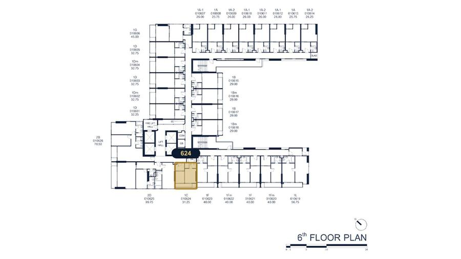 1 Schlafzimmer 31 m², Meerblick, 6. OG — PTY Sai 1 — Grundriss 2