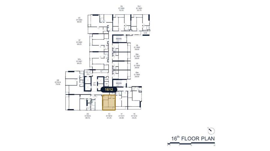 High-Floor Sea View 1-Bedroom 31 m², PTY Residence Sai 1 — Floor plan 2