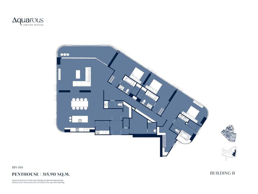 Пентхаус 315,9 м², 47 этаж — Aquarous Jomtien — Планировка 1