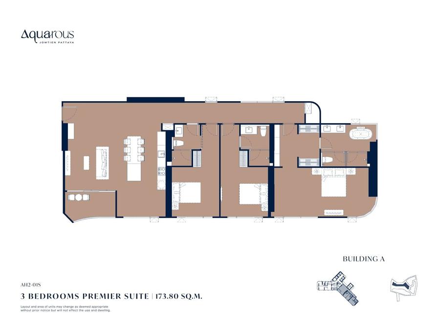 Premier Suite 173,8 m² — Aquarous Jomtien — Grundriss 1