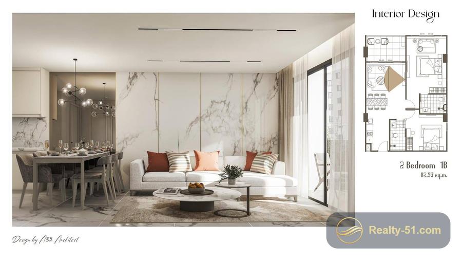 2-Bedroom 55 m², Pool View — Avenue Boutique — 9