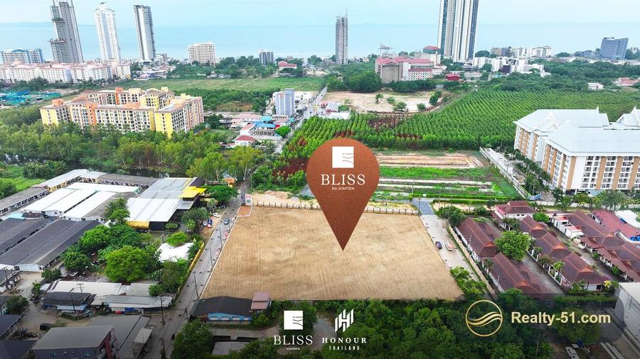 ที่ดิน 883–1,046 ตร.ม. ใน Bliss Jomtien แถวใต้ — 2