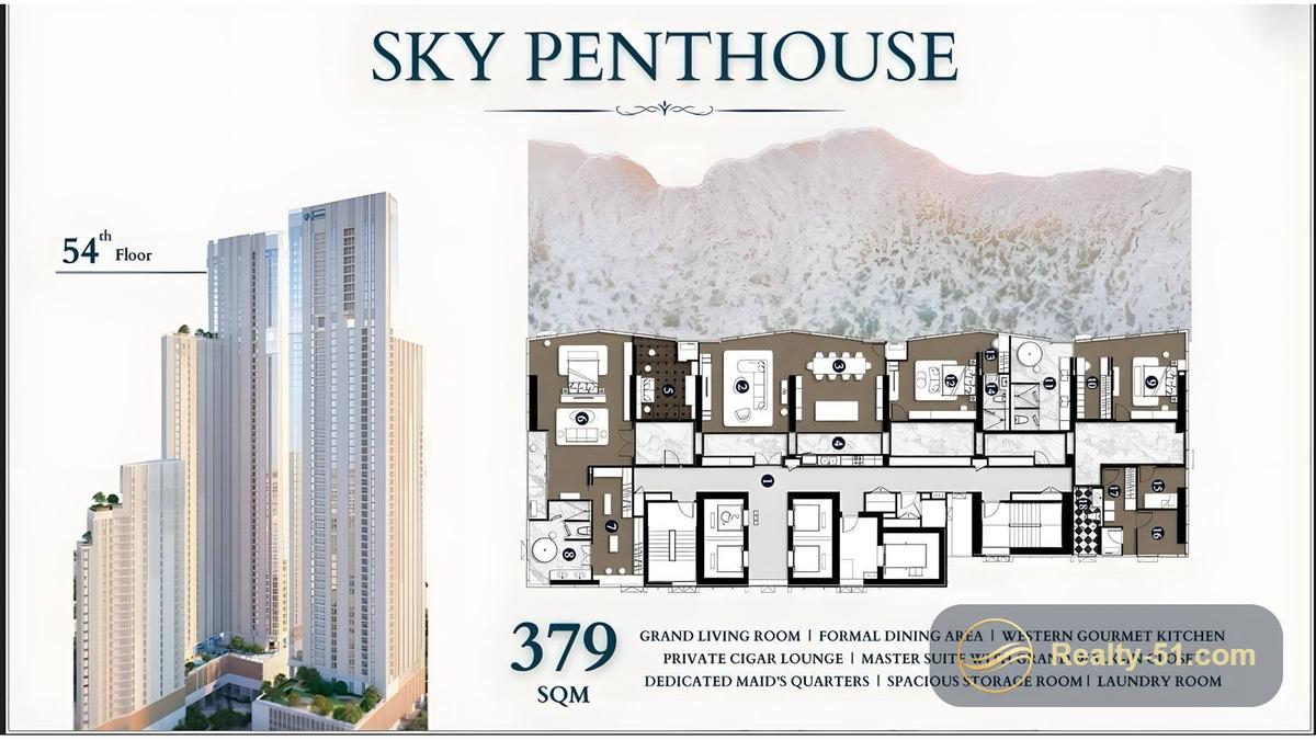 Sky Penthouse 379.49 m² at Skypark Lucean — Jomtien