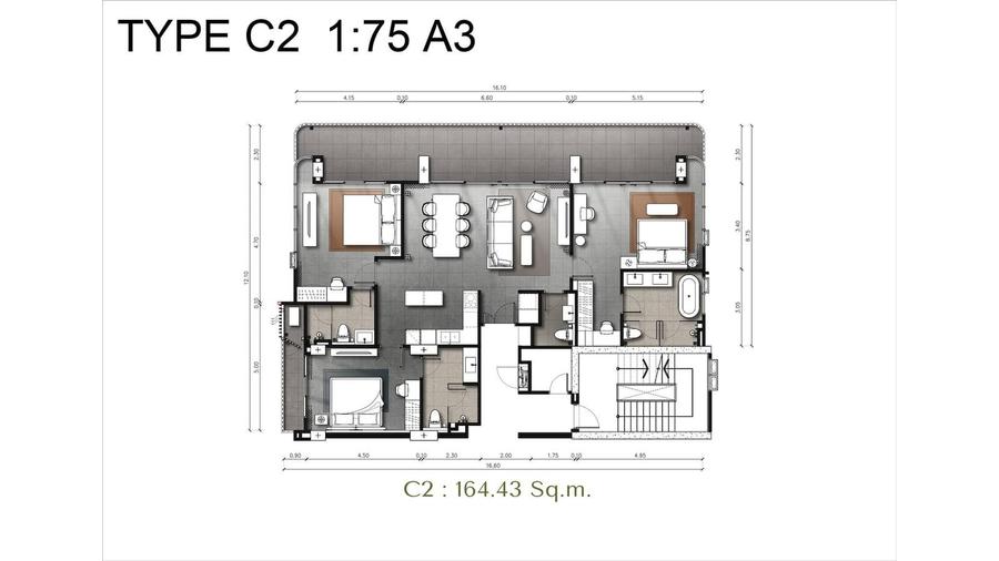 3 Bedrooms 165 m² with Sea View — The Panora Estuaria — Floor plan 1