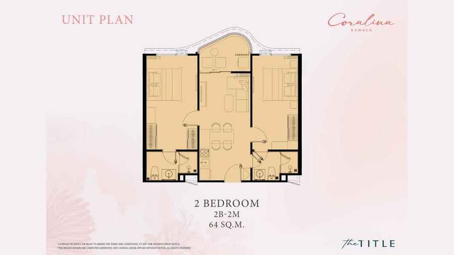 Квартира с двумя спальнями 64 м² в The Title Coralina — Планировка 2