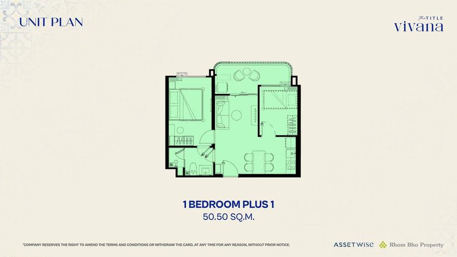 1 Bedroom Plus 51 m² in The Title Vivana — Floor plan 1