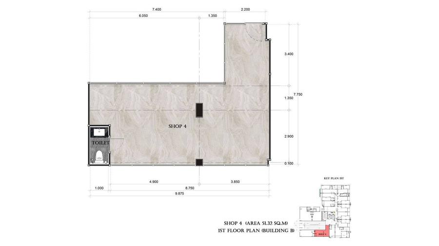 Gewerbeeinheiten 42–66 m² im Siam Oriental Oasis — Grundriss 9