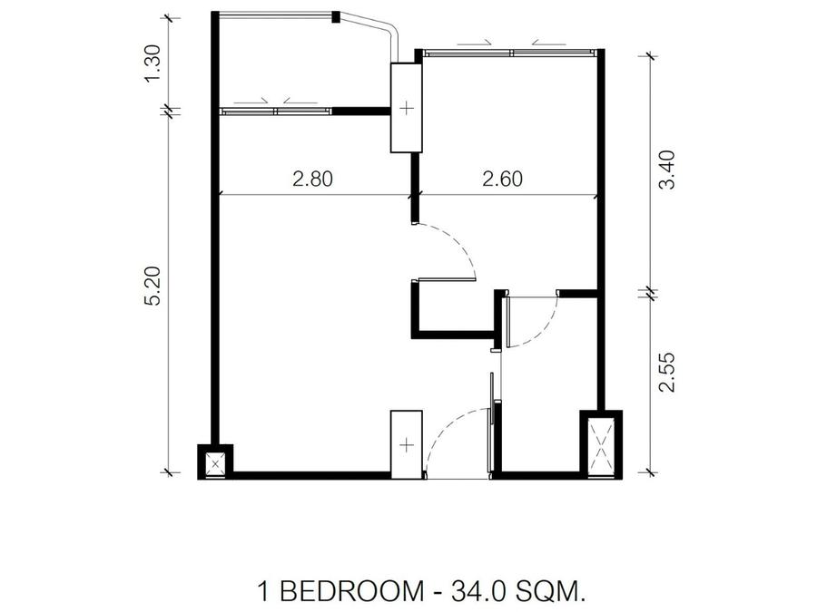 1-Bedroom 34 m² in Embassy Life, Jomtien — Floor plan 1