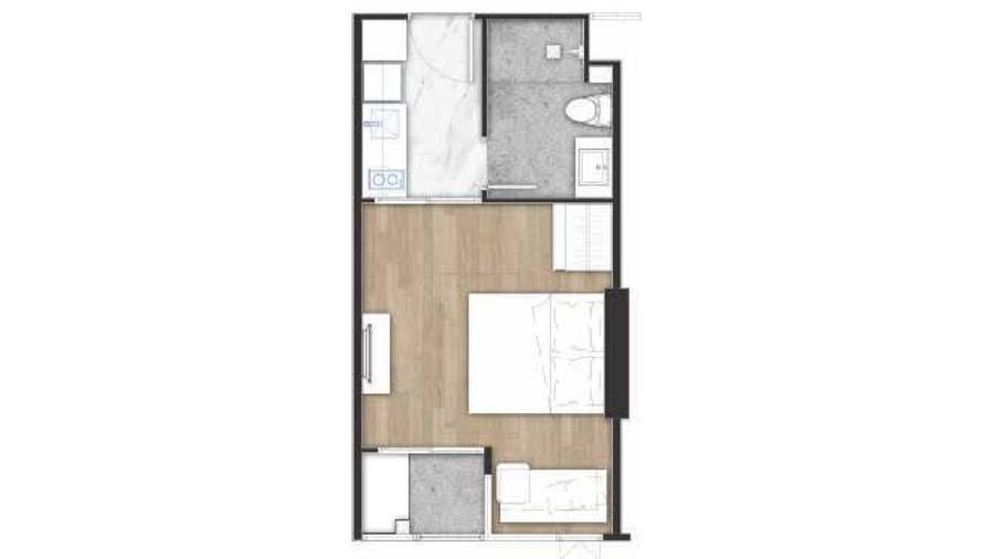 Studio-Apartment 28 m² in Once Pattaya — Grundriss 1