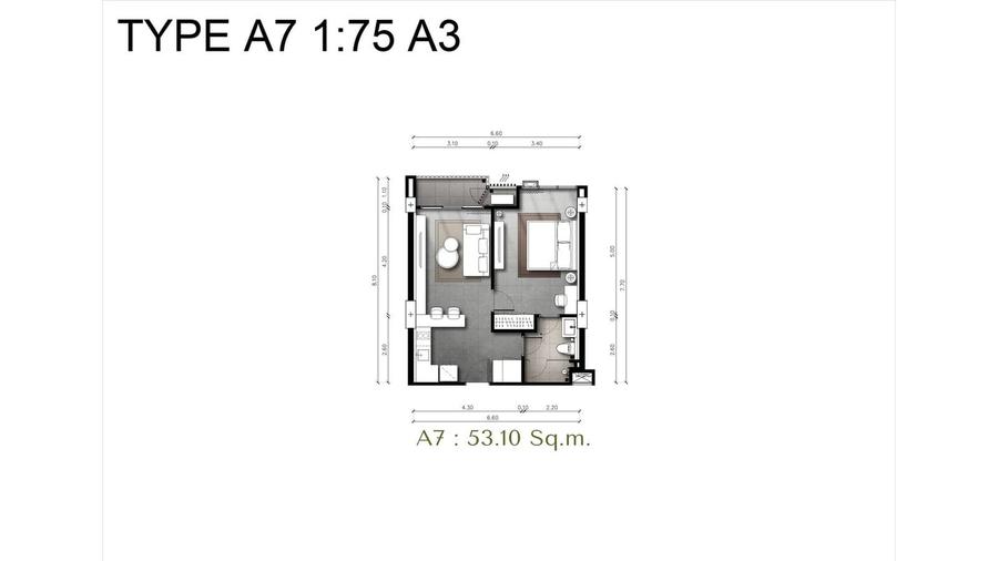 1卧室 47 m² — The Panora Estuaria — 户型图 6