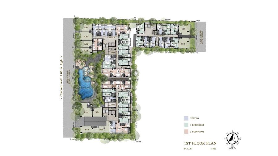 Gewerbeeinheiten 42–66 m² im Siam Oriental Oasis — Grundriss 1