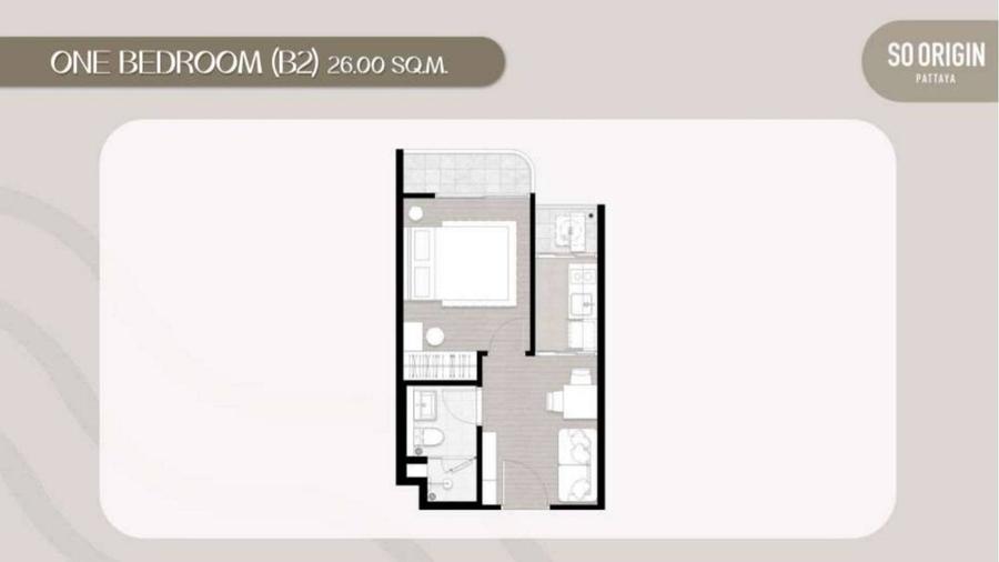 SO Origin Pattaya 一居室 27 平方米 — 户型图 1