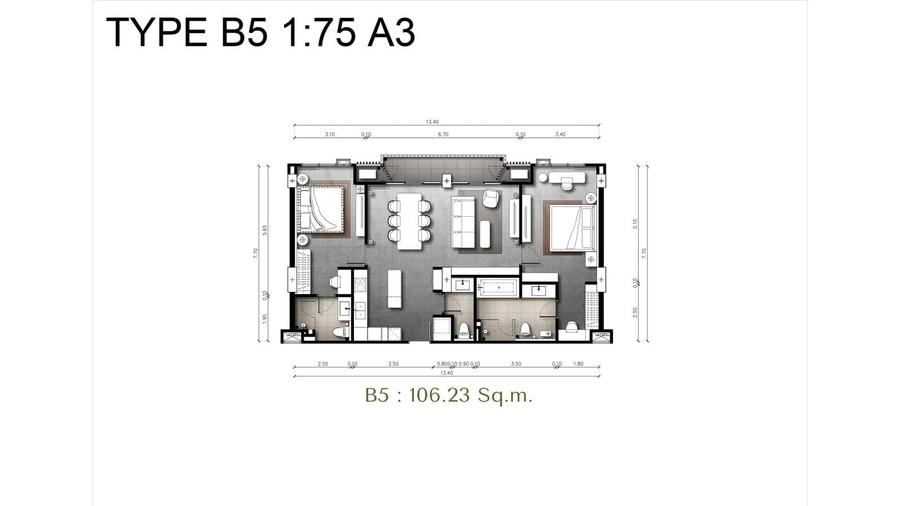 2 bedrooms 101 m² — The Panora Estuaria — Floor plan 3