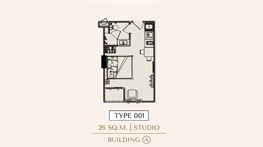 Studio 26 m² im LOVE IT Wongamat Beach — Grundriss 1
