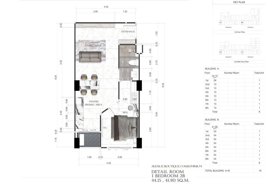 1 спальня 35 м² — Avenue Boutique, центр — Планировка 4