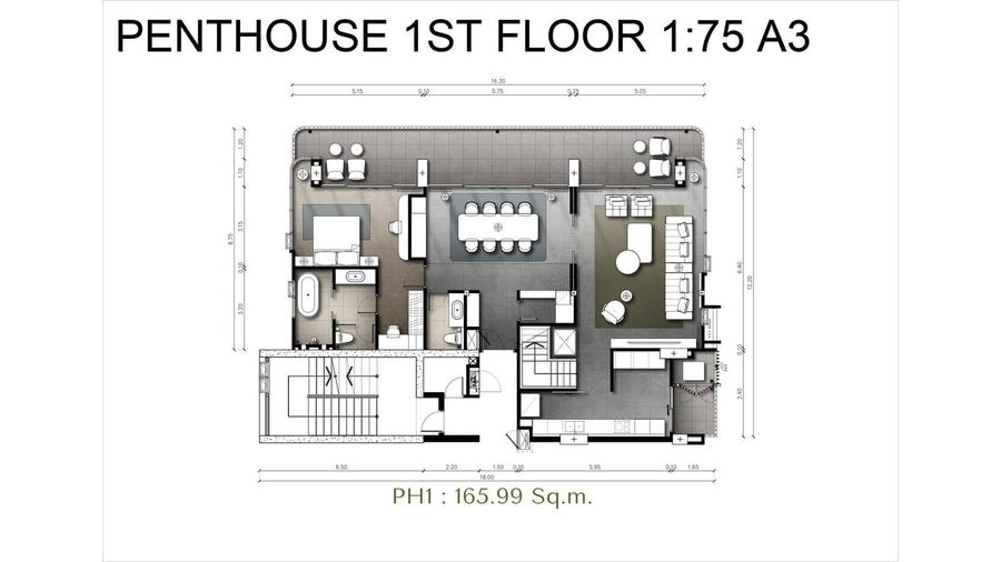 Penthouse 282 m² auf zwei Ebenen — The Panora Estuaria — Grundriss 1