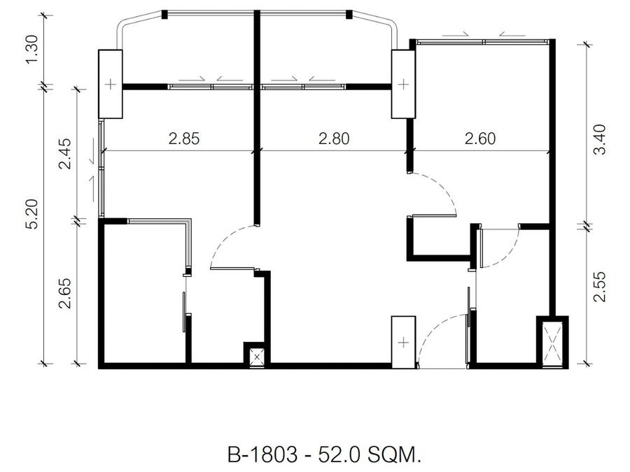 Квартира с 2 спальнями 52 м² в Embassy Life, Джомтьен — Планировка 1