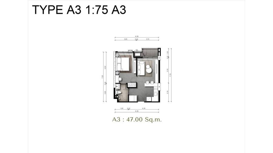 1卧室 47 m² — The Panora Estuaria — 户型图 2