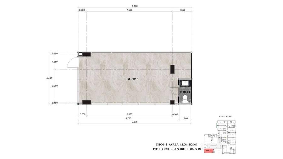 Gewerbeeinheiten 42–66 m² im Siam Oriental Oasis — Grundriss 8