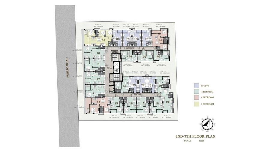 Studio-Apartment 23 m² im Siam Oriental Beach — Grundriss 2