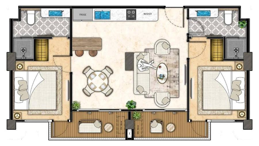 Wohnung mit 2 Schlafzimmern 63 m² im The Riviera Beverly Hills — Grundriss 1