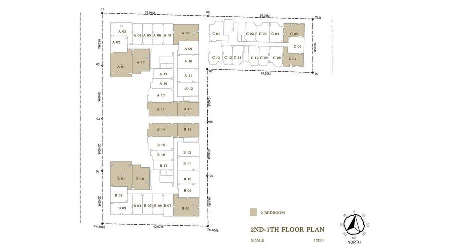 ห้อง 2 ห้องนอนวิวทะเล 58 ตร.ม. ใน Siam Oriental Oasis — แปลนห้อง 2