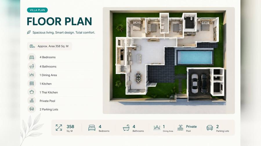 Haus 358 m² in Ascent — Huay Yai — Grundriss 1