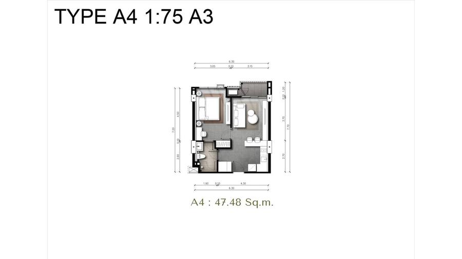 1卧室 47 m² — The Panora Estuaria — 户型图 3