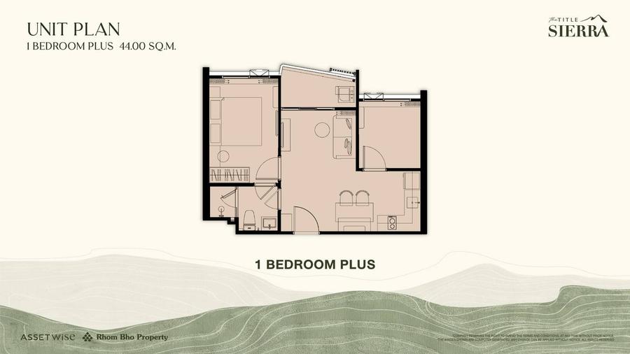 1 Bedroom Plus 44 m² in The Title Sierra — Floor plan 1