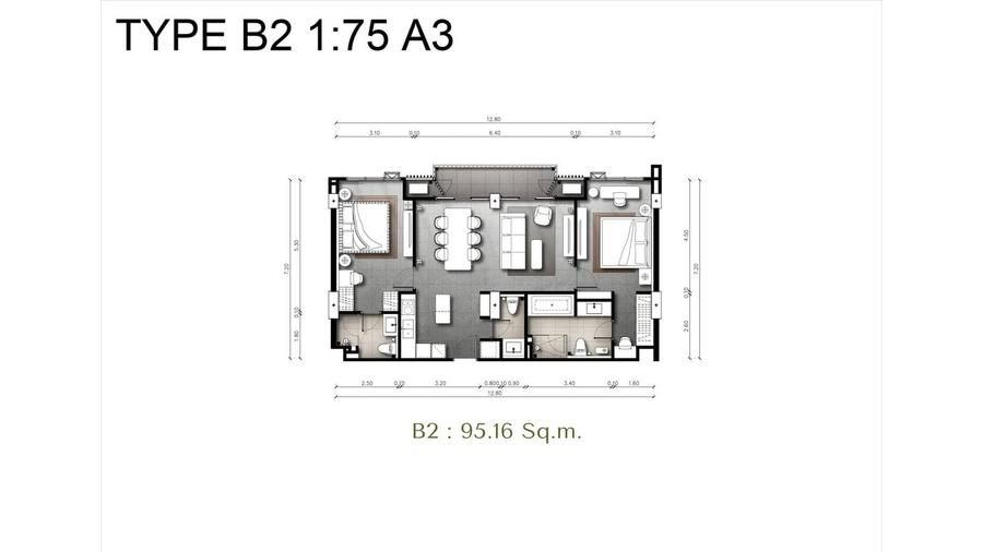 2 bedrooms 101 m² — The Panora Estuaria — Floor plan 1