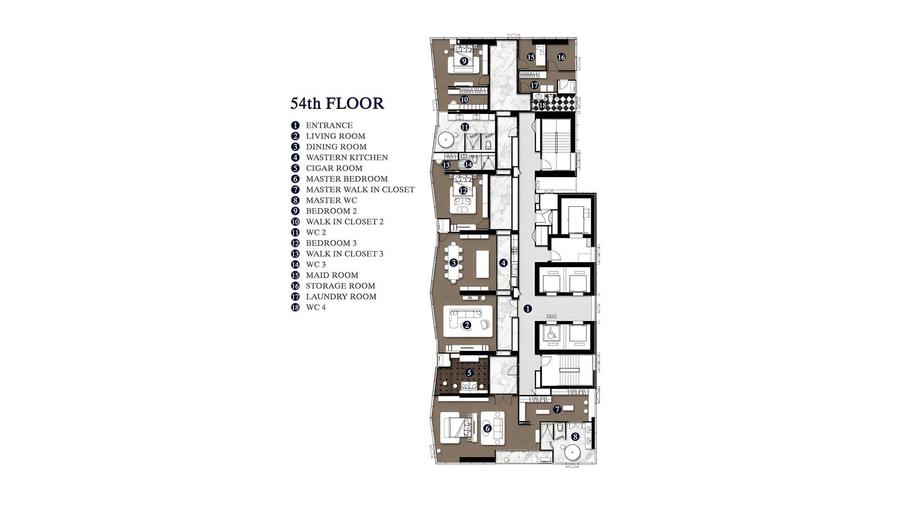 Sky Penthouse 379.49 m² at Skypark Lucean — Jomtien — Floor plan 1
