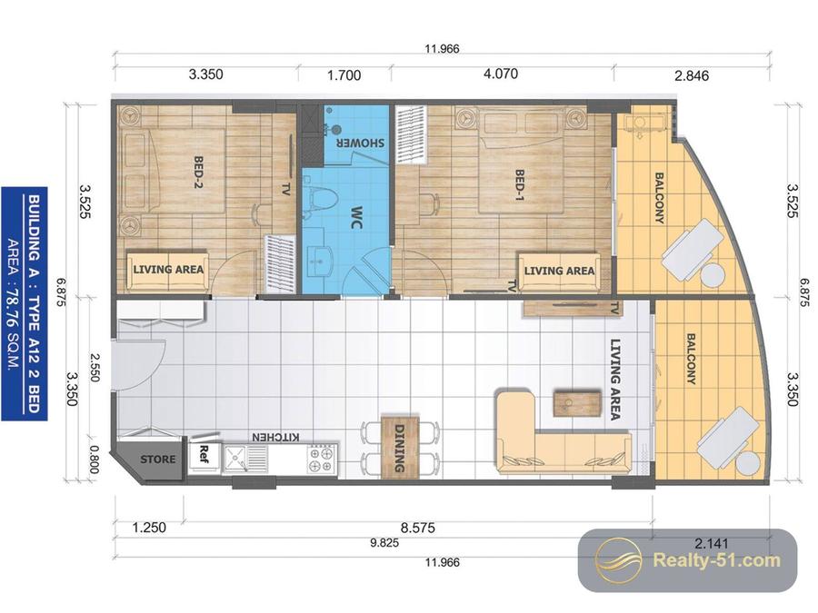 Whale Marina Condominium — แปลนห้อง 21