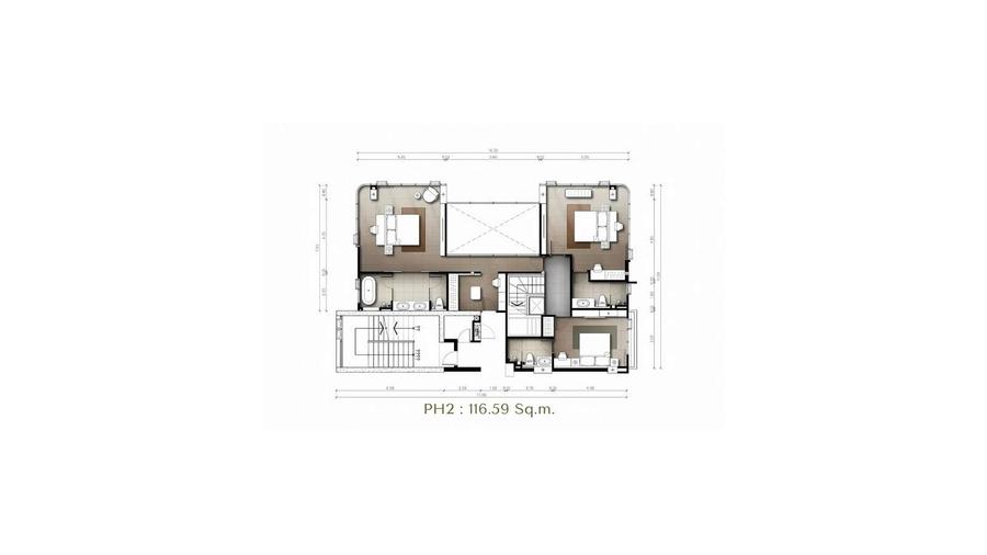 Penthouse 282 m² auf zwei Ebenen — The Panora Estuaria — Grundriss 2