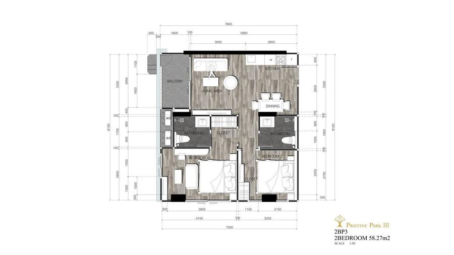 2 Schlafzimmer 67 m² in Pristine Park 3 — Grundriss 3