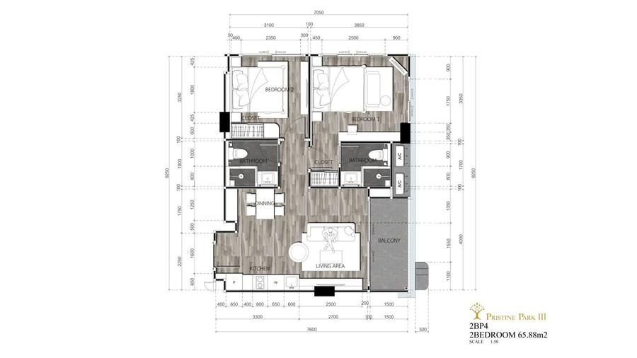 2 Schlafzimmer 67 m² in Pristine Park 3 — Grundriss 2