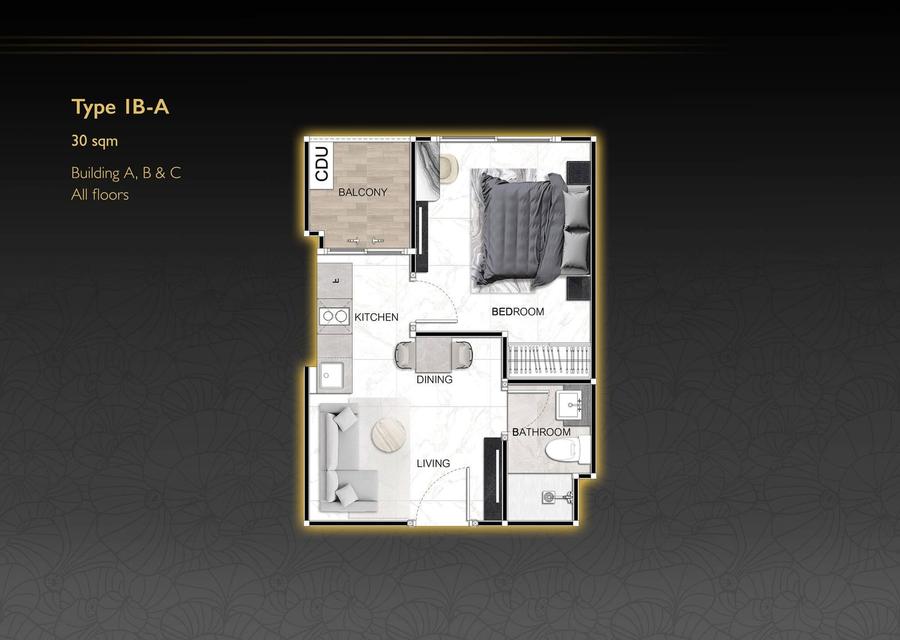 1 Bedroom in Zenith Pattaya — Floor plan 1